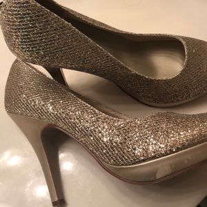 Gold sparkly heels